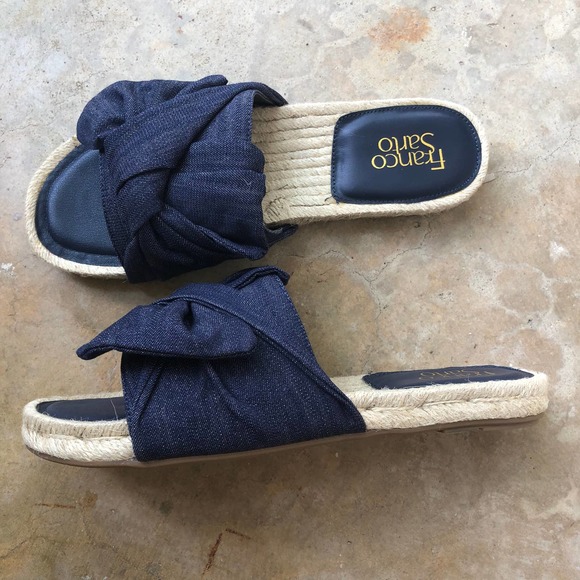 FRANCO SARTO Pandora Espadrille Casual Slides Knotted Denim - Picture 2 of 5